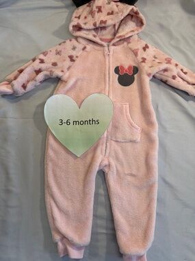 Disney - Plush Pink One Piece/Bunting Bag/Romper with Mouse Design